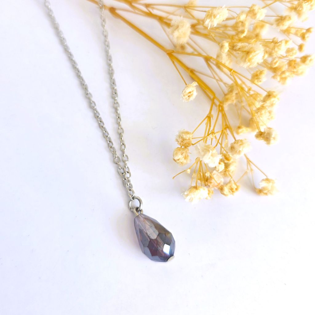KETTING DRUPPEL PAARS ZILVER ketting-druppel-paars-zilver