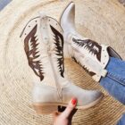 dames-western-laarzen-zilver-beige