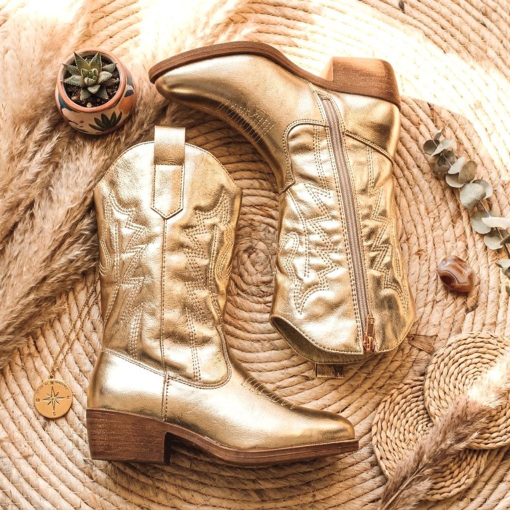 KIDS COWBOYBOOTS GOUD meisjes-cowboy-laarzen-goud-kids-boots-half-hoog-model