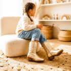 meisjes-cowboy-laarzen-goud-kids-boots-half-hoog-model